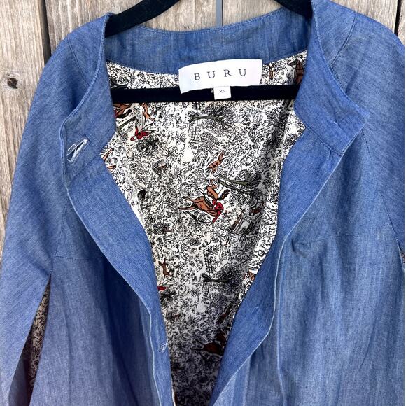 Buru | NWOT Le Cape Contrast Pockets Reversible Dark Chambray Size XS - Picture 5 of 11